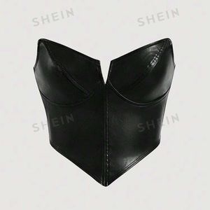 Solid PU Leather Bandana Hem Tube Top